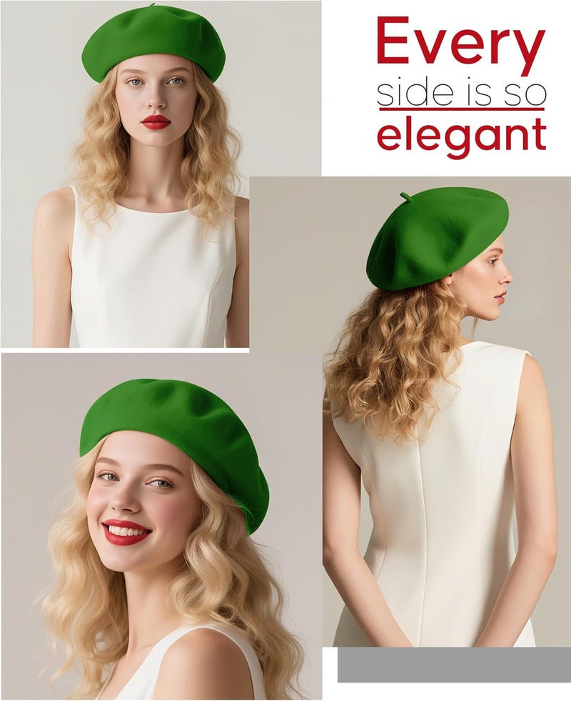 CKYPTFK Beret Hats for Women Holiday Wool French Style-Black/Red Church Hat-Clueless Outfit & Men's Beret - Image 4